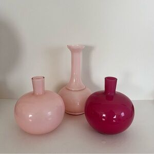 Laslo for Mikasa Bud Vases Glass Heavy 5.5 Inches Tall Made In Japan Pink Mauve